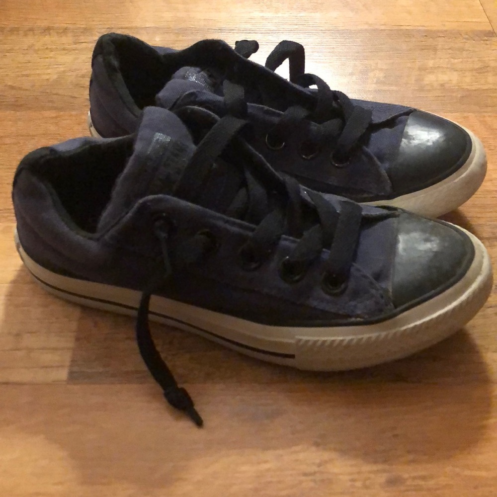 Size 13 Youth Navy Blue Converse Sneakers